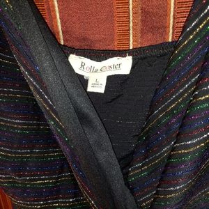 Gorgeous black rainbow sparkle dress sz L NWOT